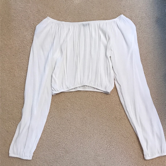 Brandy Melville Tops - Brandy Melville Cropped White Off The Shoulder Top